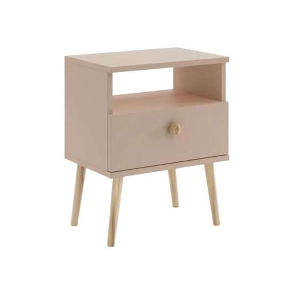Stolik nocny beżowy macchiato 44 cm ROSE na nogach z LITEGO DREWNA SKANDYNAWSKI